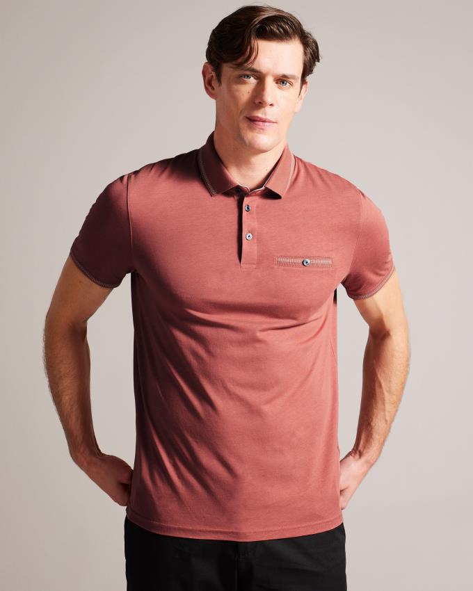 Polo Ted Baker Polo With Striped Details Rose Homme | NRL-46049414